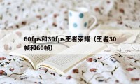 60fps和30fps王者荣耀（王者30帧和60帧）