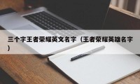 三个字王者荣耀英文名字（王者荣耀英雄名字）