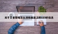 关于王者荣耀怎么消除画面上的123的信息