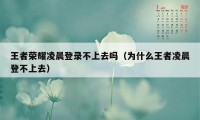 王者荣耀凌晨登录不上去吗（为什么王者凌晨登不上去）