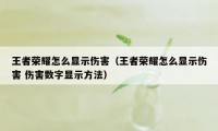 王者荣耀怎么显示伤害（王者荣耀怎么显示伤害 伤害数字显示方法）