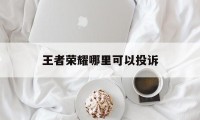 王者荣耀哪里可以投诉（哪里可以投诉王者荣耀官方）