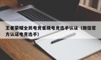 王者荣耀全民电竞省级电竞选手认证（微信官方认证电竞选手）