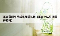 王者荣耀小队成员互送礼物（王者小队可以送碎片吗）