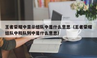 王者荣耀中显示组队中是什么意思（王者荣耀组队中和队列中是什么意思）