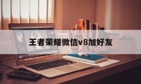 王者荣耀微信v8加好友（王者荣耀加好友加微信）