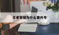 王者荣耀为什么要共号（王者荣耀怎么共号?）