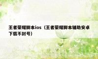 王者荣耀脚本ios（王者荣耀脚本辅助安卓下载不封号）