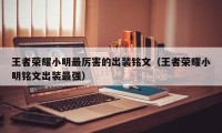 王者荣耀小明最厉害的出装铭文（王者荣耀小明铭文出装最强）