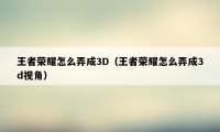 王者荣耀怎么弄成3D（王者荣耀怎么弄成3d视角）