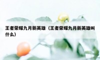 王者荣耀九月新英雄（王者荣耀九月新英雄叫什么）