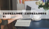 王者荣耀怎么改昵称（王者荣耀怎么改昵称名字）