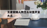 王者荣耀人物怎么设置声音大点（王者荣耀声音怎么设置最好）