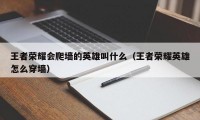 王者荣耀会爬墙的英雄叫什么（王者荣耀英雄怎么穿墙）