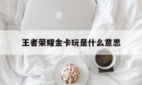 王者荣耀金卡玩是什么意思（王者荣耀金金是啥梗）