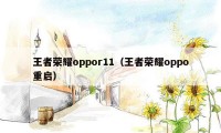 王者荣耀oppor11（王者荣耀oppo重启）