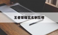 王者荣耀实名制在哪（王者荣耀实名制在哪里）