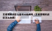 王者荣耀战区位置可以隐藏吗（王者荣耀的战区怎么隐藏）