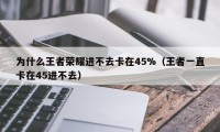 为什么王者荣耀进不去卡在45%（王者一直卡在45进不去）