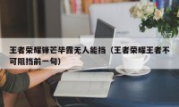 王者荣耀锋芒毕露无人能挡（王者荣耀王者不可阻挡前一句）