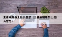 王者荣耀战士什么意思（王者荣耀中战士是什么意思）