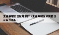 王者荣耀微信区开黑群（王者荣耀区和微信区可以开黑吗）