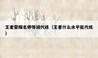 王者荣耀名师等级代练（王者什么水平能代练）