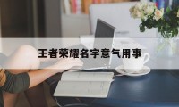 王者荣耀名字意气用事（王者荣耀婊里婊气的名字）