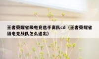 王者荣耀省级电竞选手离队cd（王者荣耀省级电竞战队怎么退出）