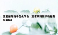 王者荣耀新手怎么学会（王者荣耀新手教程有经验吗）