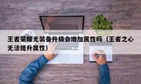 王者荣耀无装备升级会增加属性吗（王者之心无法提升属性）