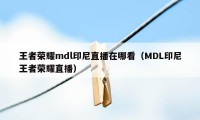 王者荣耀mdl印尼直播在哪看（MDL印尼王者荣耀直播）