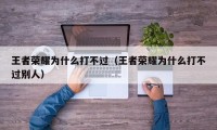 王者荣耀为什么打不过（王者荣耀为什么打不过别人）