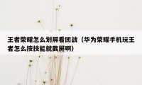 王者荣耀怎么划屏看团战（华为荣耀手机玩王者怎么按技能就截屏啊）