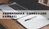 王者荣耀如何挂机队友（王者荣耀怎么让挂机队友跟着自己）