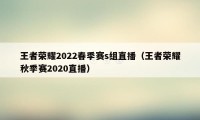 王者荣耀2022春季赛s组直播（王者荣耀秋季赛2020直播）