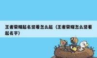 王者荣耀起名竖着怎么起（王者荣耀怎么竖着起名字）