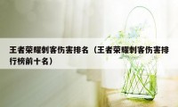 王者荣耀刺客伤害排名（王者荣耀刺客伤害排行榜前十名）