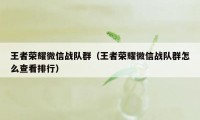 王者荣耀微信战队群（王者荣耀微信战队群怎么查看排行）