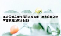 王者荣耀之娜可露露游戏解说（王者荣耀之娜可露露游戏解说全集）