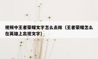 视频中王者荣耀文字怎么去除（王者荣耀怎么在英雄上出现文字）