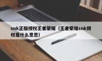 snk正版授权王者荣耀（王者荣耀snk授权是什么意思）