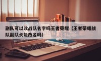 副队可以改战队名字吗王者荣耀（王者荣耀战队副队长能改名吗）