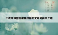 王者荣耀露娜被挠痒痒的文章的简单介绍