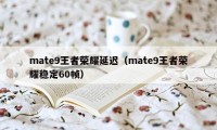 mate9王者荣耀延迟（mate9王者荣耀稳定60帧）