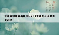 王者荣耀电竞战队离队id（王者怎么退出电竞战队）