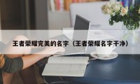 王者荣耀完美的名字（王者荣耀名字干净）