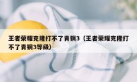 王者荣耀克隆打不了青铜3（王者荣耀克隆打不了青铜3等级）