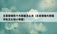 王者荣耀有个大屏幕怎么关（王者荣耀大屏幕手机怎么缩小屏幕）