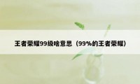 王者荣耀99级啥意思（99%的王者荣耀）